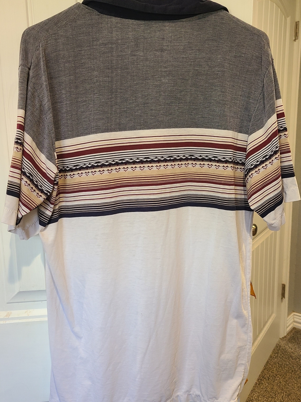 Palmlange Club Men's Short-Sleeve Striped Polo - Navy, White & Tan - Picture 2 of 4
